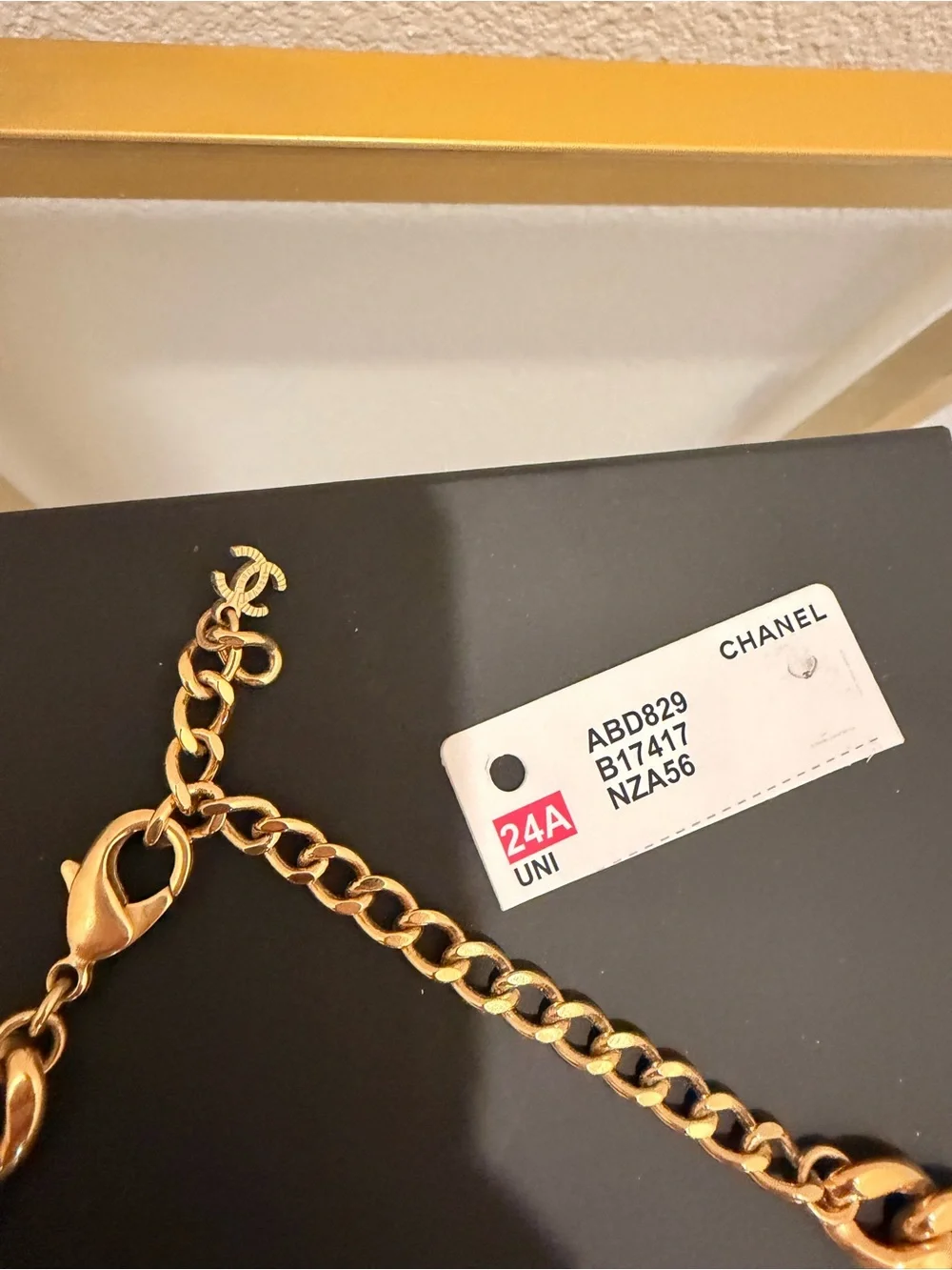 CHANEL Gold Chain Necklace with Quilted CC Emblem